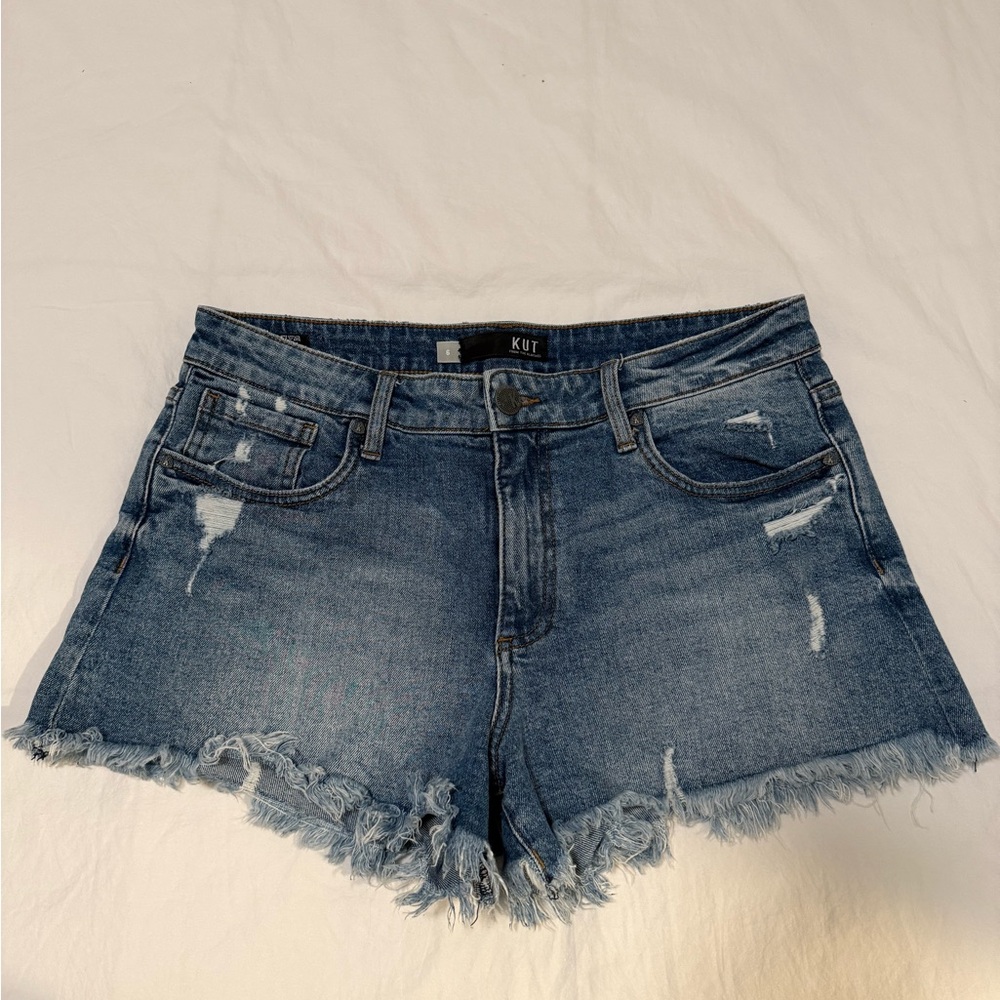 Kut from the Kloth Women's Distressed Denim Shorts - Blue